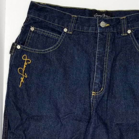 Sean John (P. Diddy) Y2K Dark Wash Embroidered Logo Jorts- Denim/Jean Shorts 20 - Picture 5 of 9